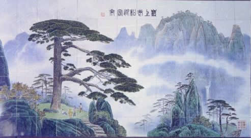 生产大型庭院陶瓷壁画---淄博中信陶瓷花纸公司