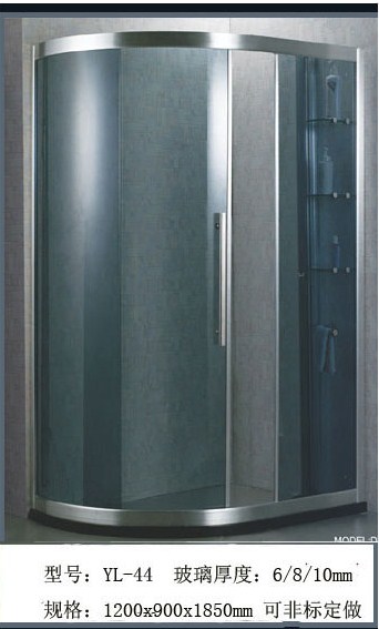 带置物架刀形单开门淋浴房-弧形淋浴房YL-44