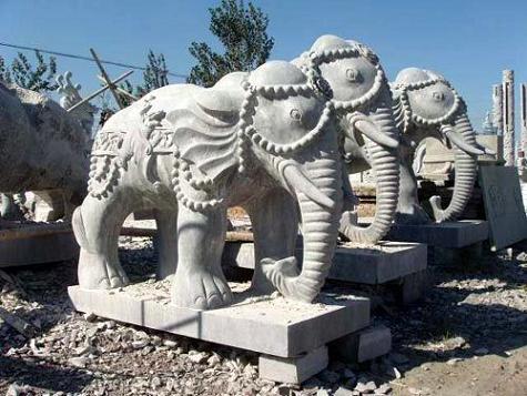 石雕大象，青石大象，汉白玉大象