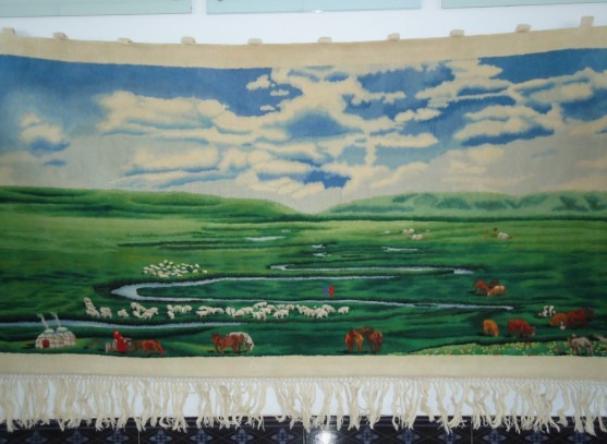内蒙古纯羊毛纯手工织造挂毯草原风光