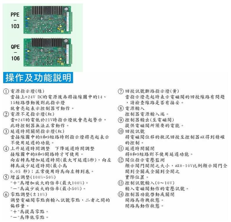 台湾东峰电液比例流量阀放大器PPE-103/QPE