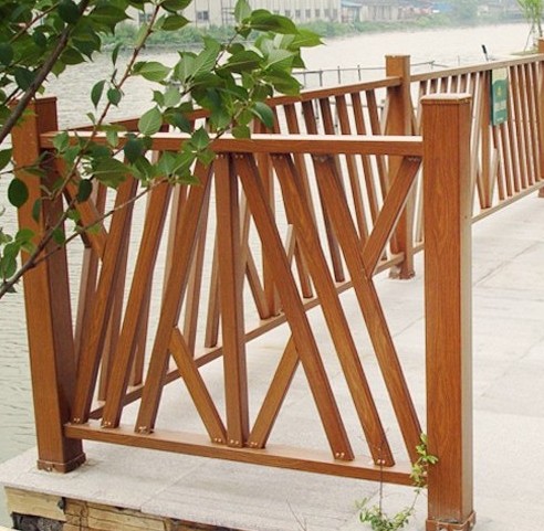上海氟碳水印木纹铝户外仿木河滨护栏护栏系列