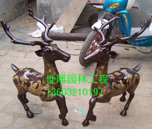 动物雕塑、铸铜雕塑、梅花鹿雕塑
