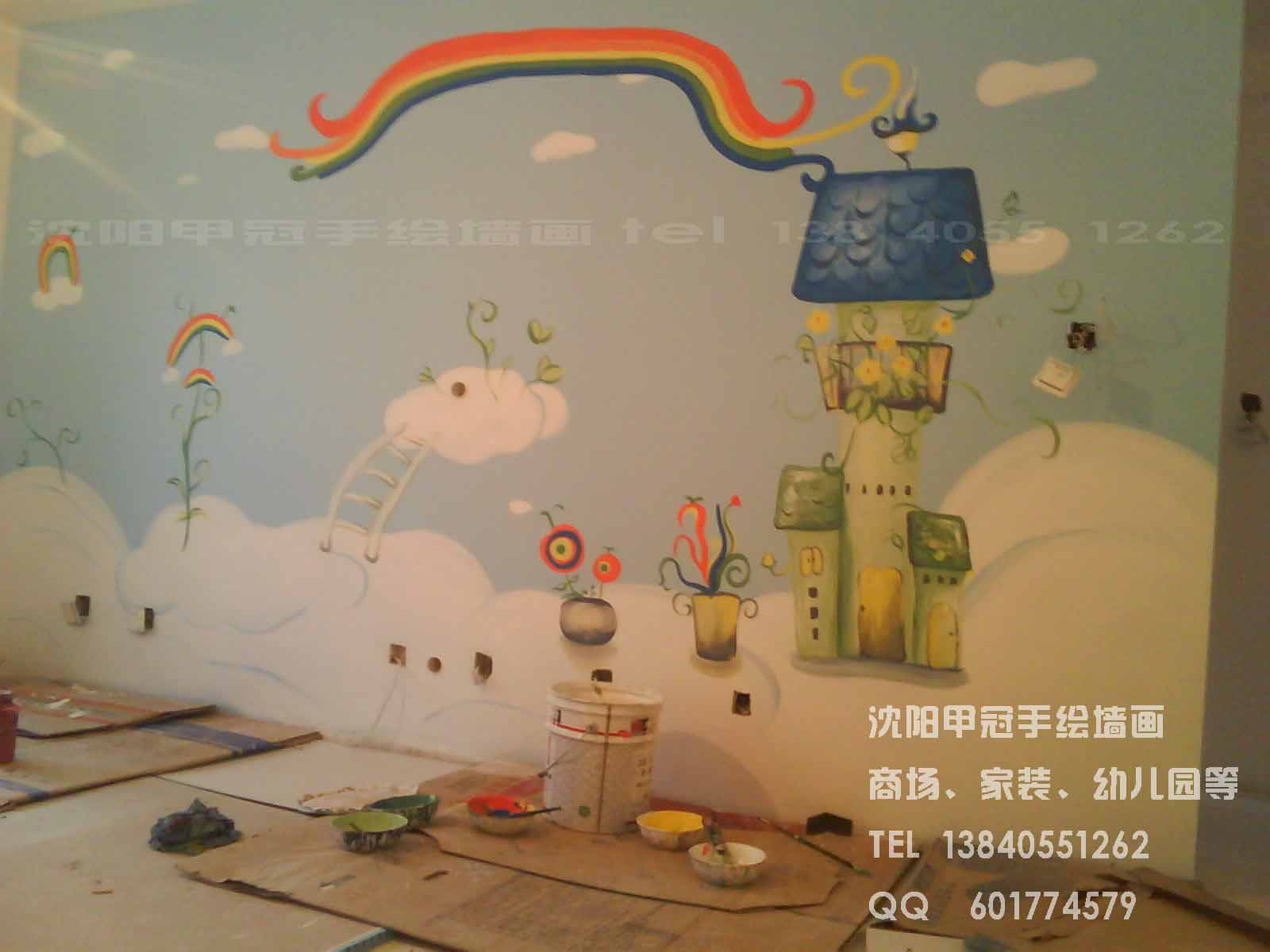 沈阳墙体彩绘/家庭个性墙画/电视背景墙手绘墙画