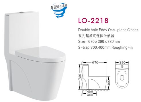 供应连体座便器LO2218薄盖马桶