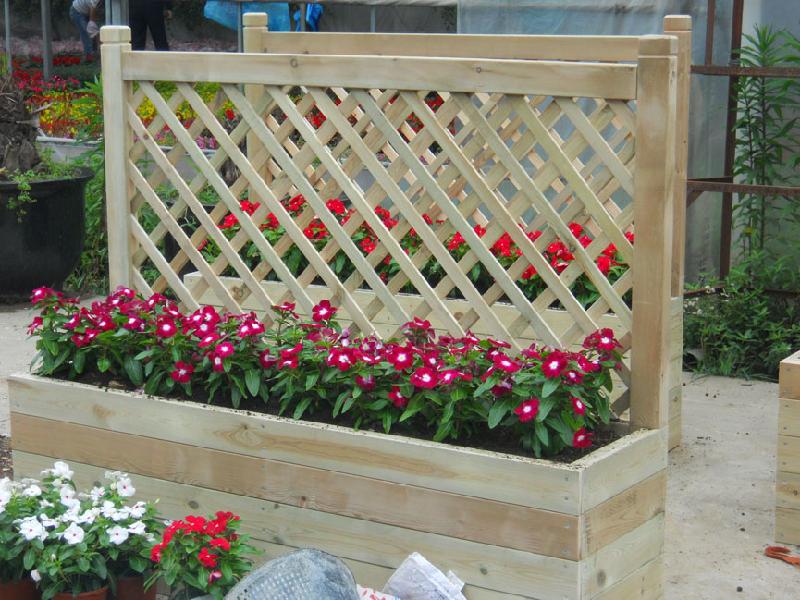 沈阳防腐木、碳化木花篮围栏设计安装