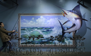 北戴河3D立体画、手绘墙画