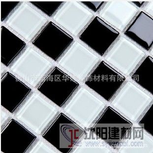 黑白色厨房卫生间水晶玻璃马赛克背景墙