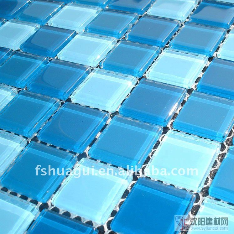 游泳池马赛克瓷砖 蓝色水晶玻璃马赛克 浴室背景墙