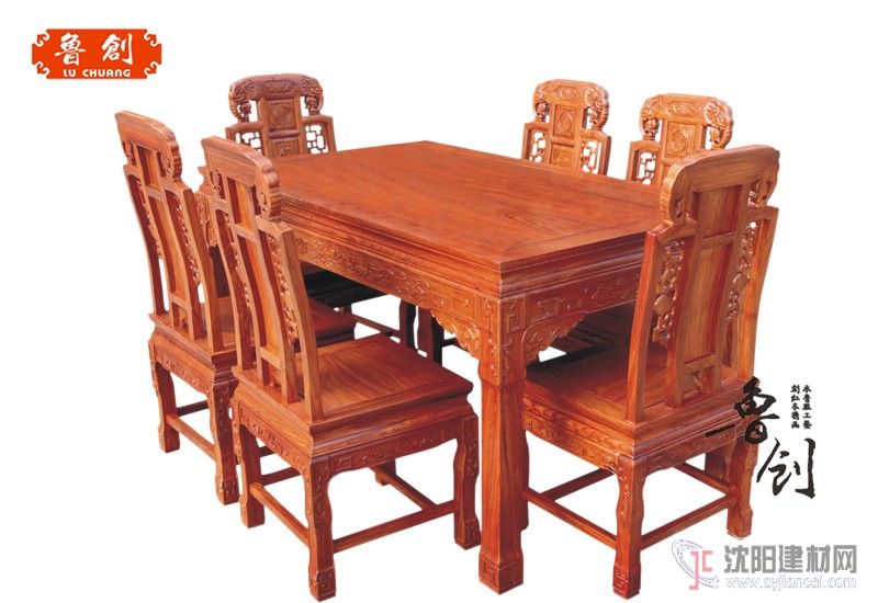 东阳红木家具批发-大果紫檀福禄寿餐桌
