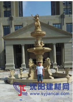 欧式狮子喷泉安装现场-绍兴市新昌县万丰奥特广场