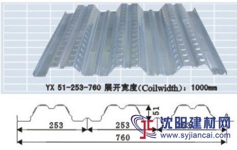 镀锌压型楼承板YX51-253-760