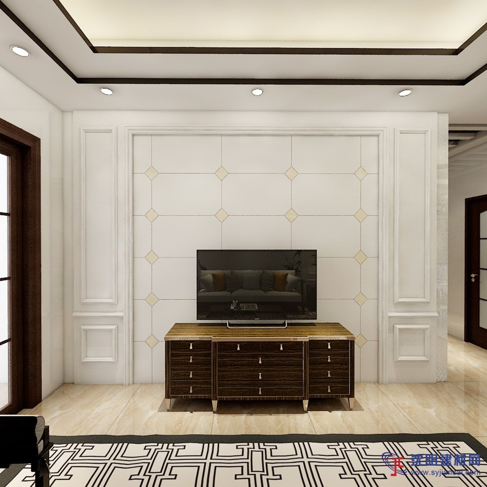 新款中式电视背景墙 客厅简约微晶石瓷砖 罗马柱定制