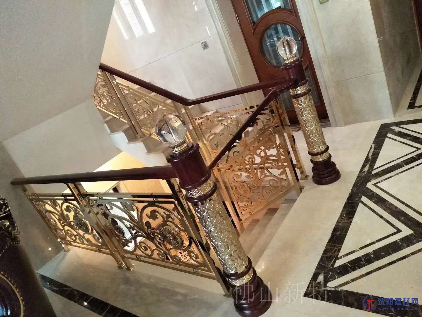 订做铝艺楼梯护栏酒店旋转雕花扶手通常的规格