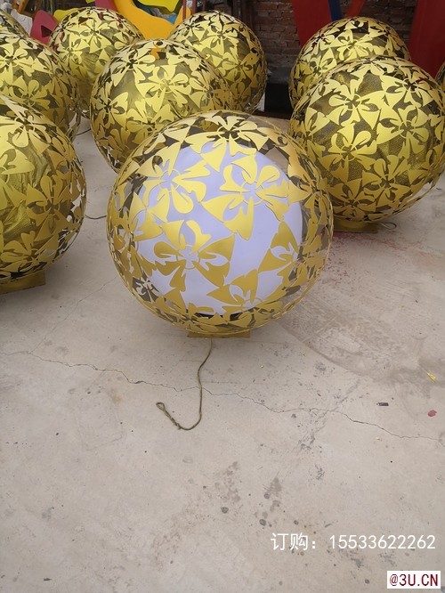 不锈钢镂空球雕塑户外铁艺发光花球金属圆球房地产景观