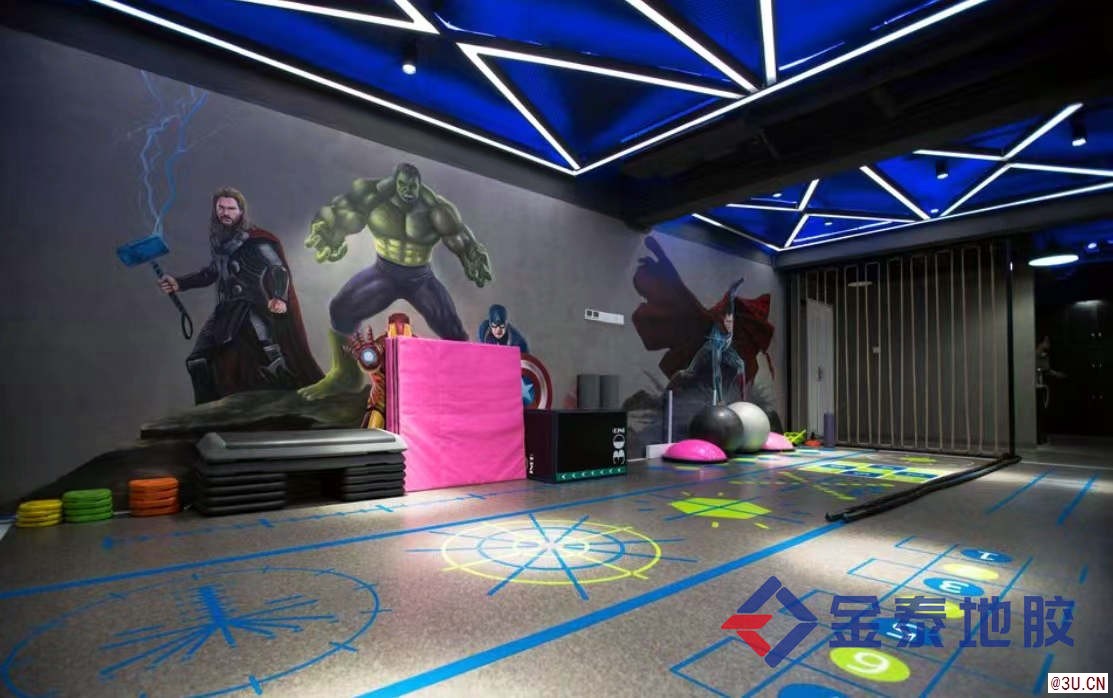 供应北京健身房360私教地板 图案定制地胶
