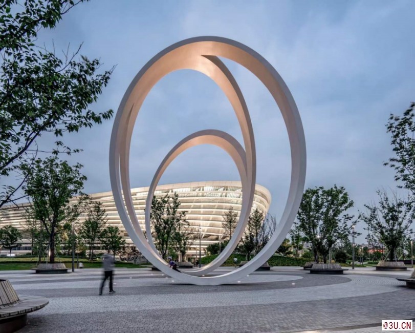 广场中心环环相扣雕塑 圆环雕塑不锈钢造景